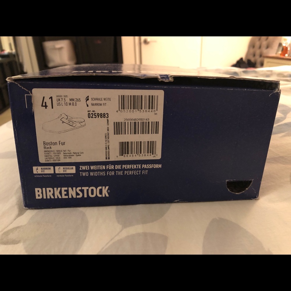 Black suede Boston Birkenstock’s